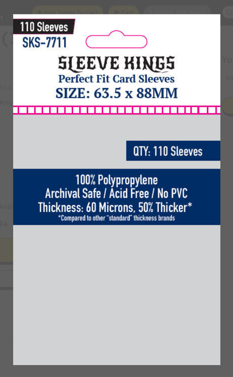 Sleeve Kings Perfect Fit Card Sleeves - Clear