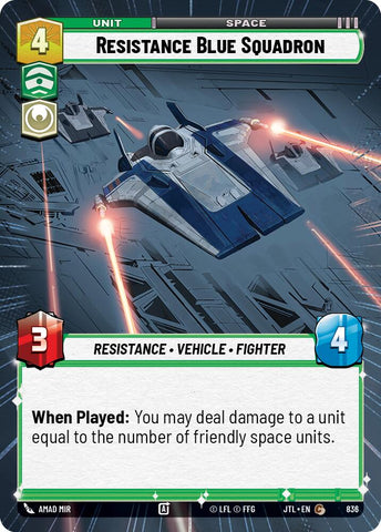 Resistance Blue Squadron (836) (Hyperspace Foil) (836) [Jump to Lightspeed]
