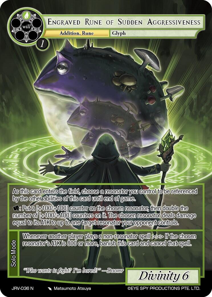 Engraved Rune of Sudden Aggressiveness (JRV-036 N) [Journey to Ravidra]