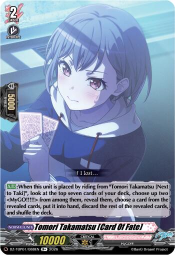 Tomori Takamatsu [Card Of Fate] (DZ-TBP01/088EN) [BanG Dream! Girls Band Party!]