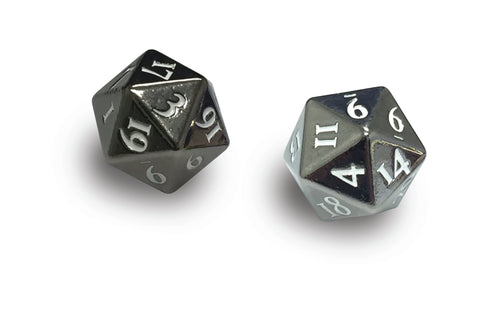Ultra PRO: Heavy Metal Dice - D20 (2-Dice Set / Gun Metal with White Numbers)