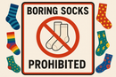 boring socks prohibited sign