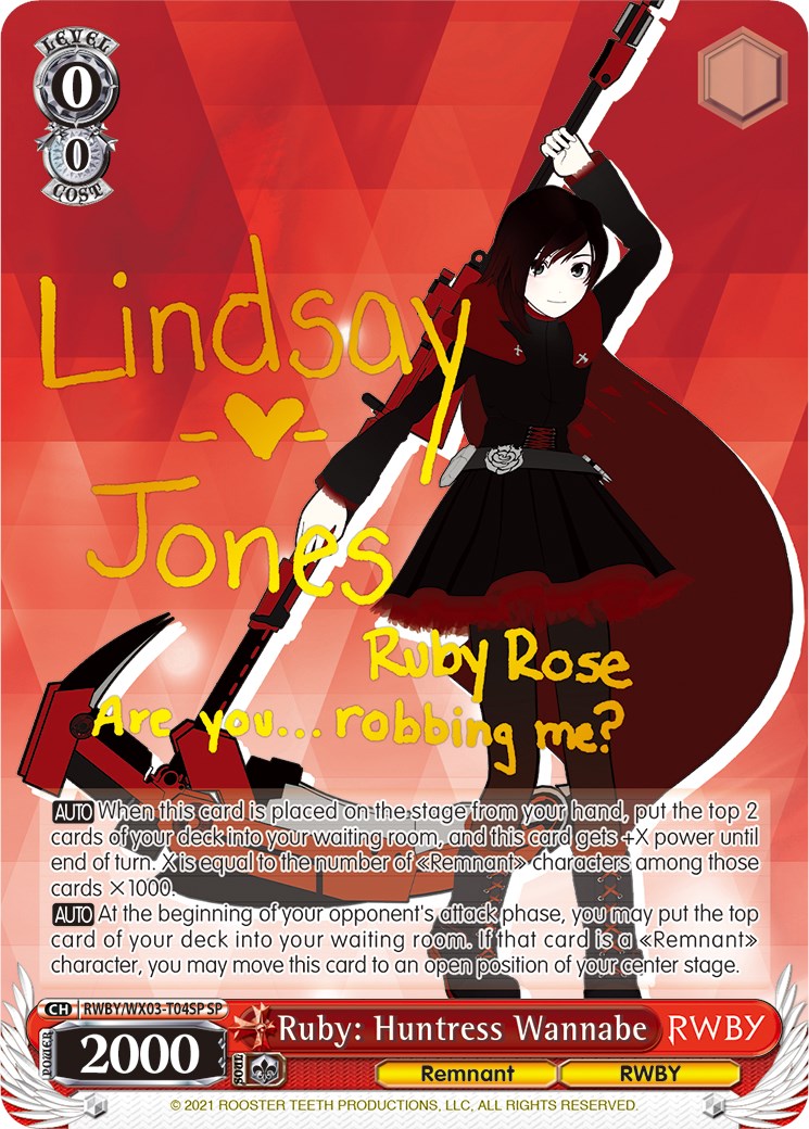 Ruby: Huntress Wannabe (RWBY/WX03-T04SP SP) [RWBY]